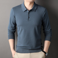 2023新款男士中年爸爸装基础长袖翻领纯色套头时尚针织衫一件
