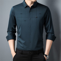 2023春秋新款男士衬衫时尚休闲中青年无痕长袖衬衣男装一件