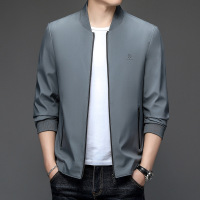 2023秋冬新款男式夹克衫时尚休闲棒球领薄款拉链宽松外套男爸爸装