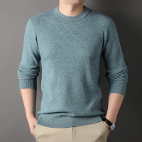 男士秋季新款男士长袖纯色T恤衫时尚毛衣圆领休闲打底针织衫