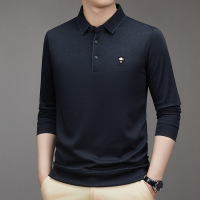 秋季男士T恤长袖新款中青年休闲纯色体恤时尚男装打底衫宽松上衣