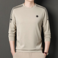 男装秋款圆领长袖T恤男2023时尚韩版中青年休闲简约男士打底衫