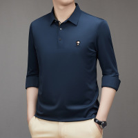 2023秋季新款男士长袖翻领休闲时尚中青年体恤打底衫男装上衣