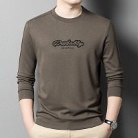 男装秋款圆领长袖T恤男2023时尚韩版中青年休闲简约男士打底衫