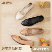 真皮妈妈鞋中老年牛筋软底皮鞋春秋款防滑舒适休闲鞋子广场鞋