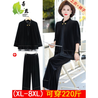 中年妈妈秋装上衣外套洋气中老年人金丝绒套装女春秋阔太太两件套