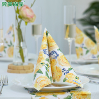 莞美尚品花开富贵黄玫瑰彩色餐巾纸原生木浆纸巾三层加厚家庭装5包