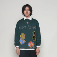 WAOK遇见古埃及·正面律重工绣花卫衣男生百搭2022新款宽松潮流上衣休闲衣服