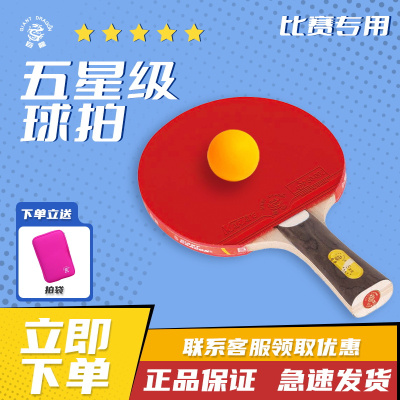 巨龙(GIANTDRAGON)  乒乓球拍乒乓球成品拍五星乒乓横拍单正反胶快攻单拍成套含拍袋、专业选手比赛竞赛5星成品拍
