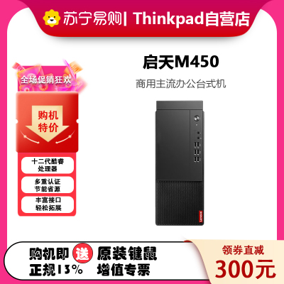 联想(Lenovo)启天M450 商用小机箱 定制英特尔酷睿 定制(i5-12500/8GB/1TB+256G/ 无光驱/集显 Win11)