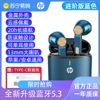 HP惠普H10F无线蓝牙耳机入耳式蓝牙耳机长续航游戏运动降噪手机通用金属外壳 浪潮蓝