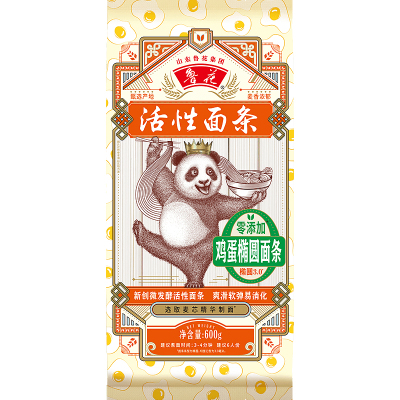 鲁花中麦鸡蛋椭圆挂面(熊猫系列)600g*2袋