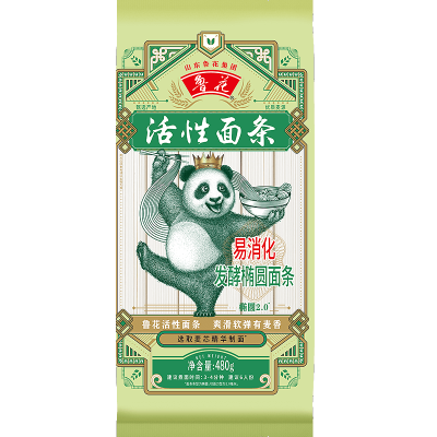 鲁花(熊猫系列)中麦发酵椭圆挂面480g*2袋