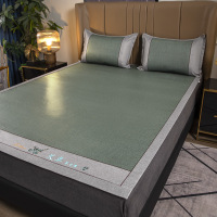 夏天艾藤席凉席三件套家用冰丝加厚席子席夏季冰藤席