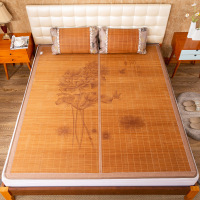 夏天竹凉席印花竹席 双面折叠凉席冰丝底碳化磨光1.5米1.8M床席