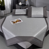 夏天冰丝席刺绣摩登席肌理纹凉席3件套夏季简约可折叠水洗空调席