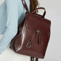 双肩包女2022新款油蜡牛皮双肩背包女士女包时尚书包广州