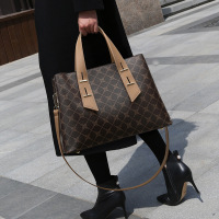 2022秋冬印花女士手提包复古气质通勤单肩包女逛街中年手拎包