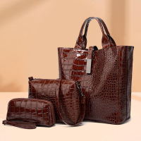 大容量女包鳄鱼纹漆皮包单肩斜跨手提女士包包欧美时尚新款