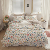 全棉四件套斜纹活性印花床上用品1.8床单被套三件套ins风套件