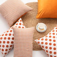北欧风千鸟格沙发靠垫办公室腰靠枕床头靠背雪尼尔套含芯