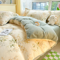 ins牛奶绒四件套加厚法兰绒床上用品冬季保暖珊瑚绒床单被套