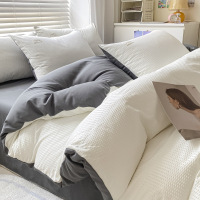 华夫格床单四件套磨毛被套三件套南通家纺被罩床上用品床笠款