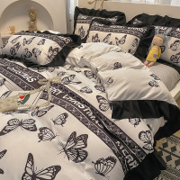 赫本风床单四件套宿舍三件套ins风花边被套南通床上用品