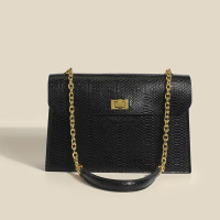 时尚百搭鳄鱼纹单肩腋下包女韩版简约通勤包2022秋冬潮链条小方