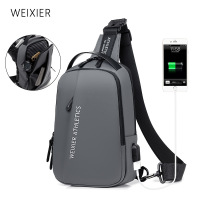 运动机车斜挎包大容量肩包男款防水时尚胸包男士通勤胸前斜挂包