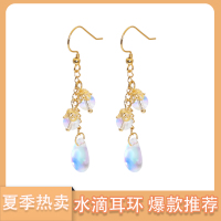 kulana夏天适合的水滴形吊坠耳环流苏款式显脸小