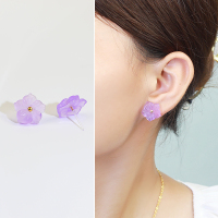 kulana适合夏天的耳钉粉色花朵耳环女不易过敏个性百搭