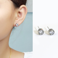 kulana个性超闪白色锆石耳钉养耳洞睡觉不用摘耳环