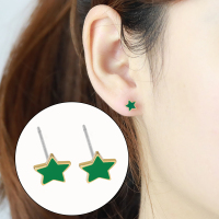 kulana五角星滴胶耳钉s925银针养耳洞精致小巧睡觉不用摘耳环