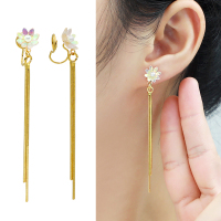 kulana个性无耳洞波斯菊长款流苏耳环亚克力百搭耳饰女