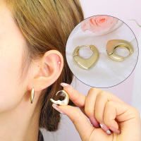 Kulana2023新款潮爱心C形耳圈心形金色耳环高级感名媛气质圈圈耳饰