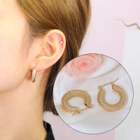 Kulana时尚气质耳圈新款潮麻绳设计C形耳环偏民族风复古耳饰