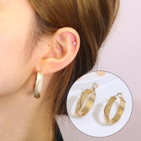 Kulana新款耳圈磨砂面波浪纹小众设计感耳环高级感圈圈大耳饰