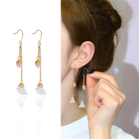 Kulana夏日花朵流苏耳环复古气质金色耳钩汉服古风长款耳饰