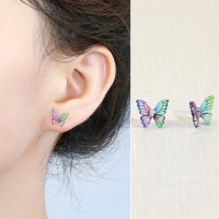 Kulana夏季仙女甜美仿真蝴蝶耳钉养耳洞树脂耳针气质超仙耳环