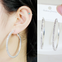 Kulana日韩新款水钻大耳圈欧美时尚夸张满钻圆圈耳环高级感耳扣