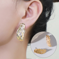 Kulana褶皱曲面金色耳环女高级感轻奢耳饰液态设计镶锆石不规则耳钉