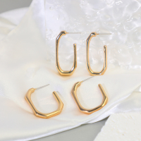 Kulana小众设计感洋气方形耳环女气质复古几何耳圈金色耳饰