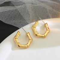 Kulana欧美时尚气质耳环小众设计感竹节耳钉潮流新款C形耳圈