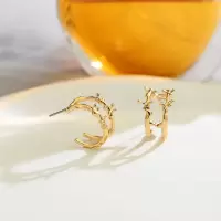 Kulana新款耳饰品高级感轻奢双C耳圈小众设计不规则独特字母耳环女