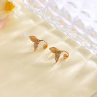 Kulana小巧精致小鱼尾耳环韩国气质洋气925银针耳钉锆石耳饰品