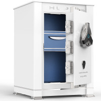 虎牌保险柜家用办公大型指纹密码国标认证豪华高端防盗柜收纳皮革抽屉柜 65cm 天籁系列 月影白