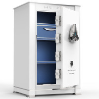 虎牌保险柜家用办公大型指纹密码国标认证豪华高端防盗柜收纳皮革抽屉柜 85cm 天籁系列 月影白