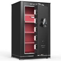 虎牌保险柜家用办公大型指纹密码国标认证豪华高端防盗柜收纳皮革抽屉柜 100cm 天籁系列 星夜黑