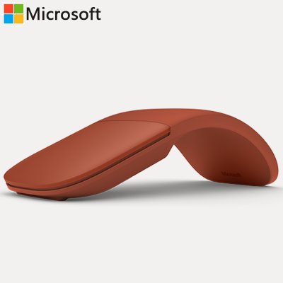 微软 Surface Arc 弯折蓝牙无线鼠标 波比红 弯折鼠标启动/关闭 多指触控手势 电池供电 多设备兼容